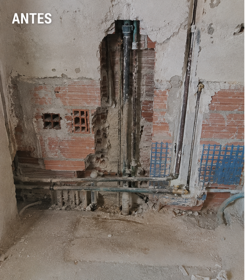 Antes de reparación de fontanería